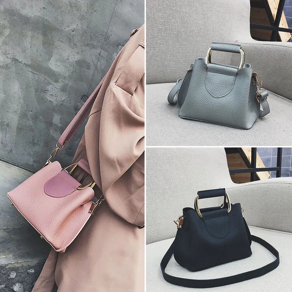 

Fashion ladies bag portable bucket bag simple casual lychee shoulder bag zipper Messenger solid color square bag Dropship Y425