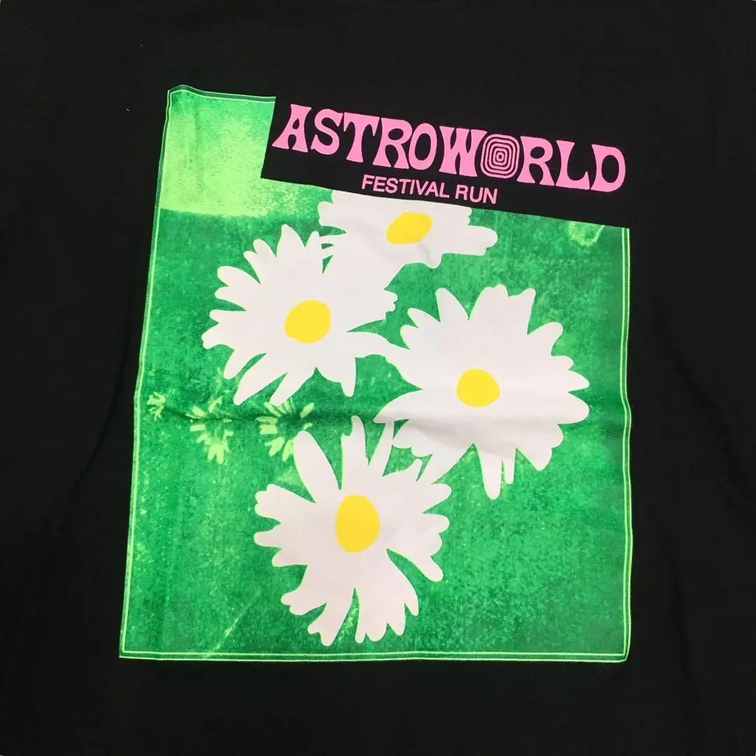 Футболка с изображением Трэвиса Скотта AstroWorld Tour футболка с цветком в стиле хип-хоп для мужчин и женщин 1:1 kanye с изображением Трэвиса Скотта футболки ASTROWORLD