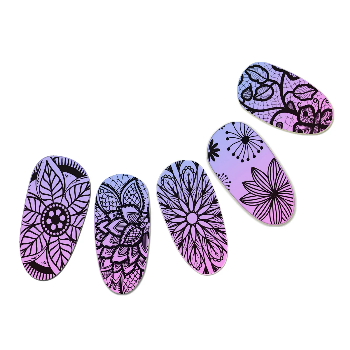 Mezerdoo 1pcs Nail Stamping Plates Rectangle Lace Skull Design Stamping