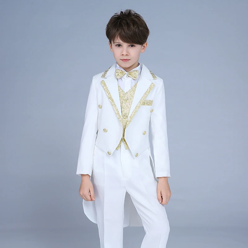 

High quality 2019 new children's suit tuxedo boy performance suit dress small host command big boy piano costume magic suit