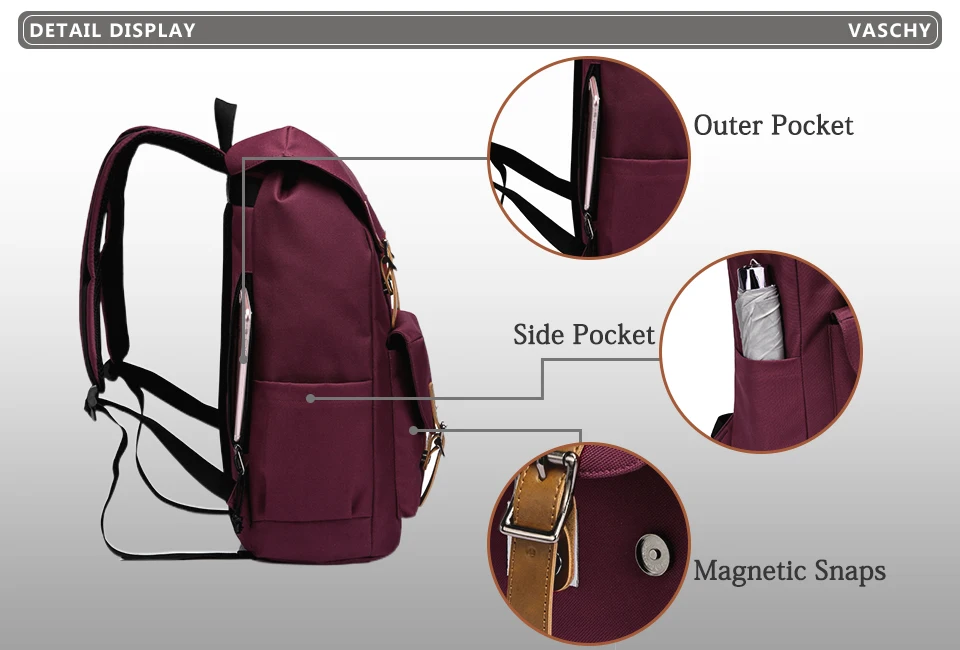 VASCHY мужской рюкзак, Студенческая сумка, школьные сумки для колледжа, дорожная сумка, рюкзак для ноутбука, рюкзак для книг wo, мужской рюкзак