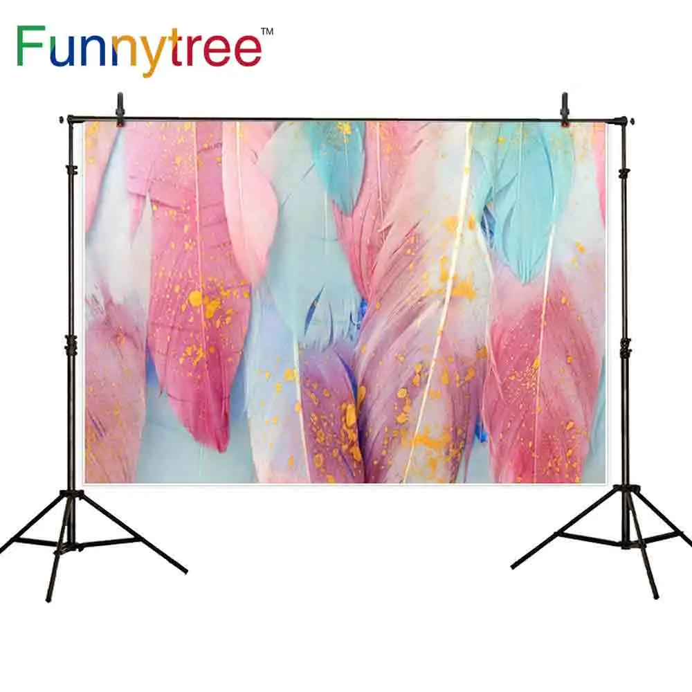 

Funnytree backdrop for photographic studio Flamingo colourful tropical feather decor professional background photobooth printed