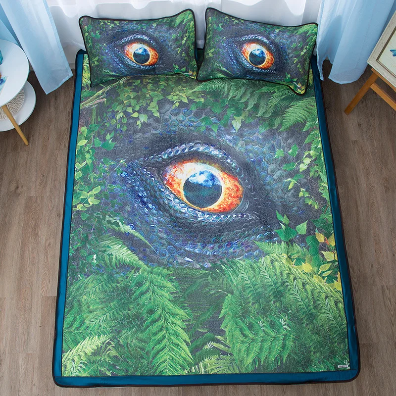 

Creative green Dinosaur Eye bed mat single 1.2m double 1.5m Summer air-conditioned flat sheet Household bedding cool Ice mat set