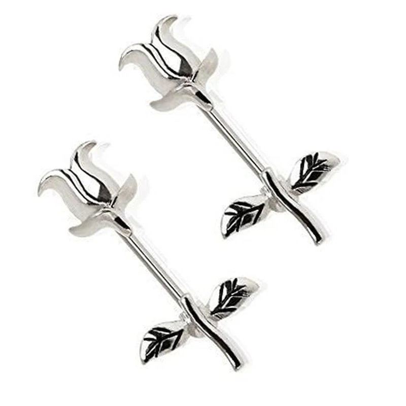 

2piece 1.6x14mm Punk Rose Flower Nipple Ring Shield Rings Body Piercing Jewelry Flowers Mamilo Rings Barbell Rings Women Gift