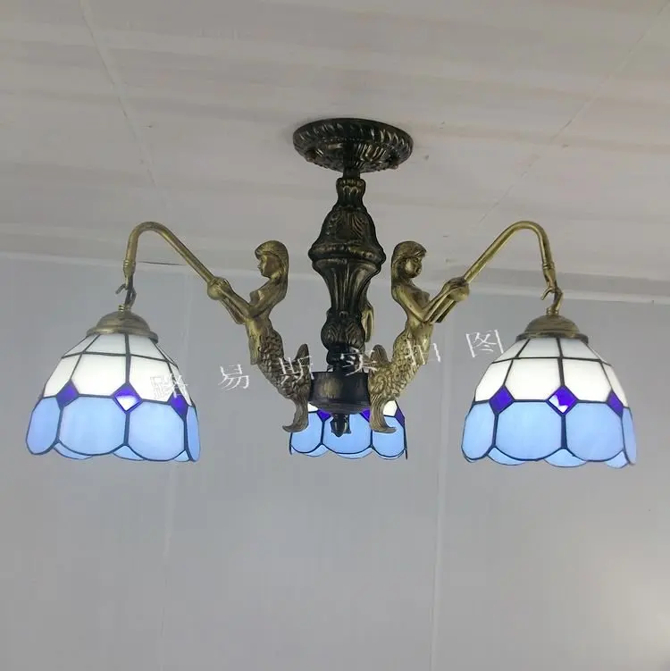 

Manufacturers wholesale Tiffany lamps3Mermaid ceiling balcony bedroom studio lighting simple fashion Mediterranean Blue