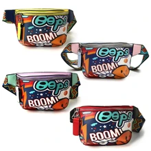 Женские Модные ремень личность граффити поясная сумка блока талии груди мешок кожаная сумочка с красочными ремень сумка