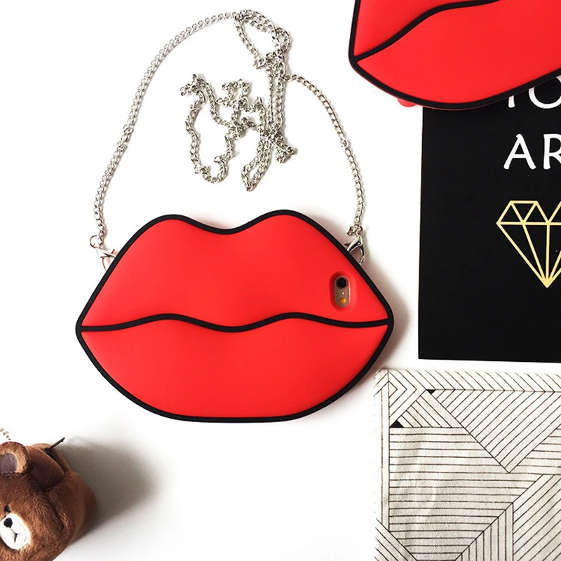 

Sexy Red Lips Case for iPhone 7 8 plus 6 6s 6 plus Silicone Cover for iPhone X XS XR XS MAX Shockproof Case with Metal Lanyard