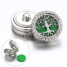 Новое дерево жизни узоры полый ароматерапия Кристальный медальон оснастки кнопки эфирное масло аромат fit 18 мм браслеты с застежкой подарок