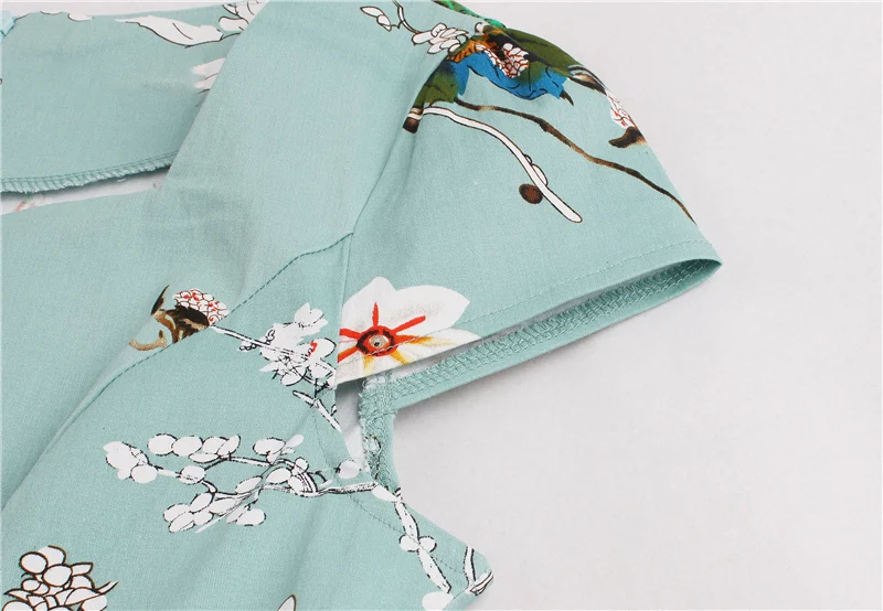 Kostlish Brand 2017 New Summer Dress Women Short Sleeve Slim 50s 60s Vintage Dress Elegant Print Swing Rockabilly Party Dresses (19)