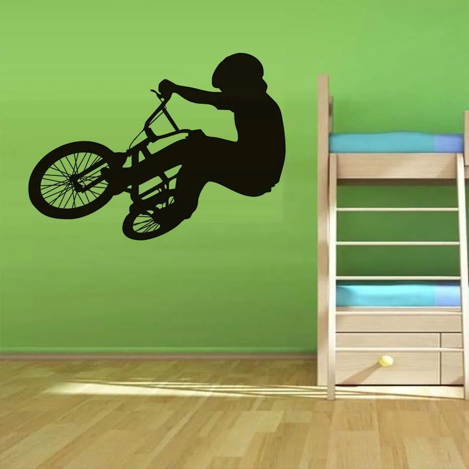 Виниловая наклейка на стену Sicker a kid ride bike Настенный дизайн для дома спальни