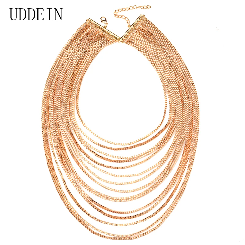 UDDEIN, многослойное винтажное Макси-ожерелье с металлической кисточкой для женщин, крупное массивное ожерелье и подвеска, модное колье, ожерелье