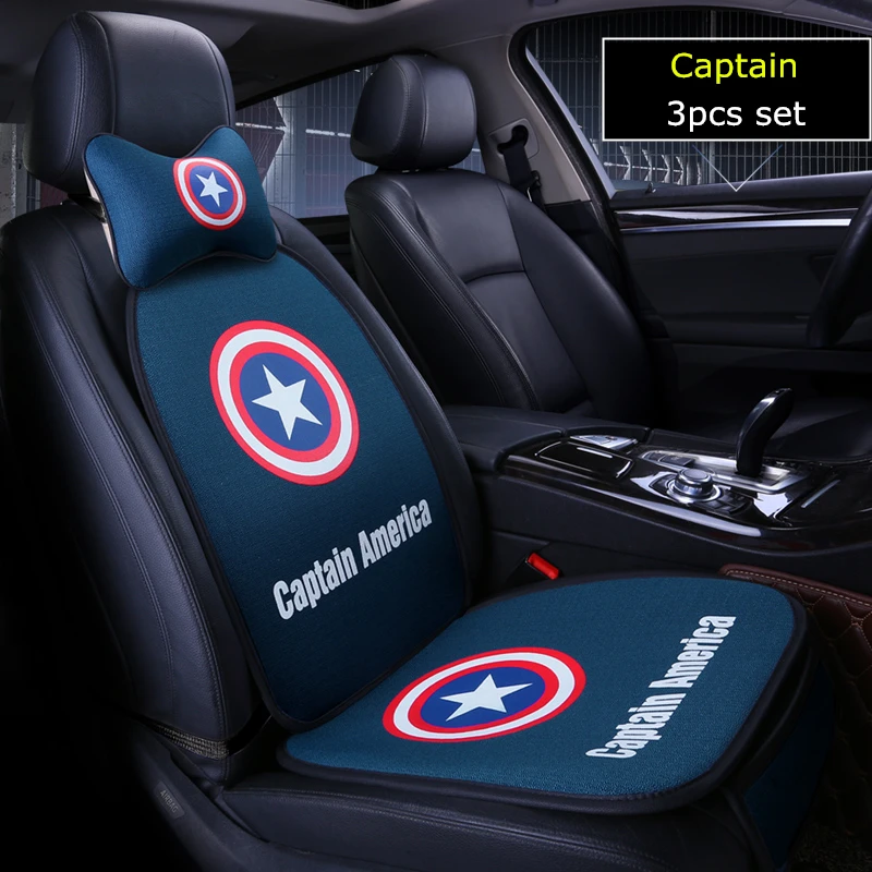 

Hot Sale 3pcs cartoon marvel front car seat cover batman captain american auto-covers cushion set universal for all cars styling
