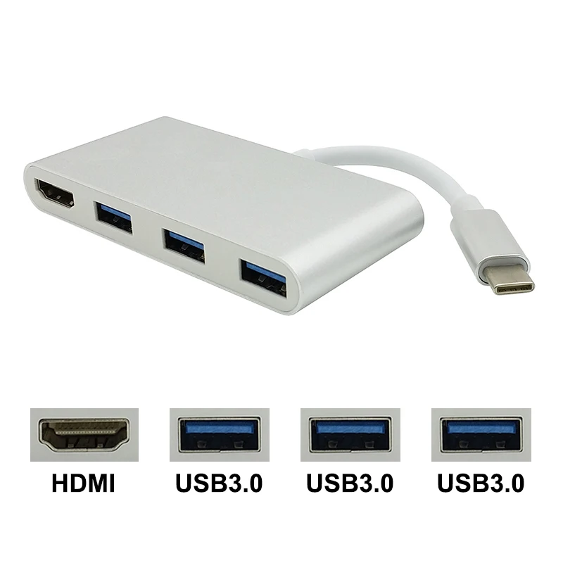 USB C Type C to HDMI USB3.0 Hub Adapter Cable USB-C Type-C to HDMI Converter 1080P High Speed For Macbook Chromebook Pixel (2)