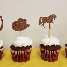 Блестящие западные коввечерние бойские лошади для вечеринки, дня рождения, кекса, топперы для девочек, крещения, свадьбы