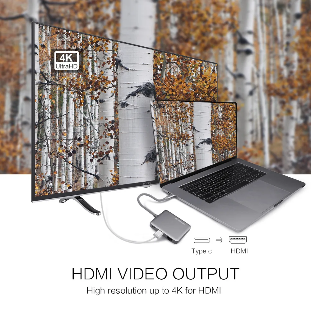 FREEGENE Новинка 5 в 1 USB концентраторы 3 хаб для типа C до 2 0/доставка питания 4K HDMI / RJ45