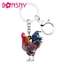 Bonsny акрил цветочный куриной петух брелки кольца сумка автомобилей прелести мультфильм Птицы животных украшения для Для женщин девочек