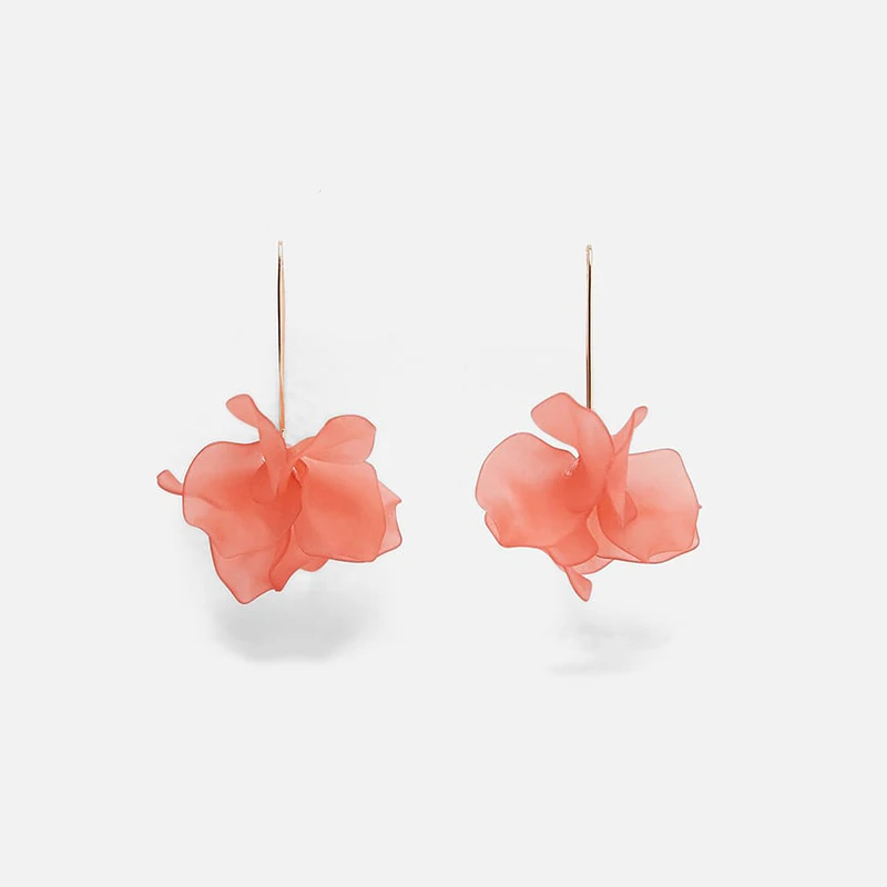 

AENSOA Trendy ZA Resin Pink Flower Long Earrings New Unique Designs Bohemia Dangle Earrings For Women 2019 Gift Jewelry Bijoux