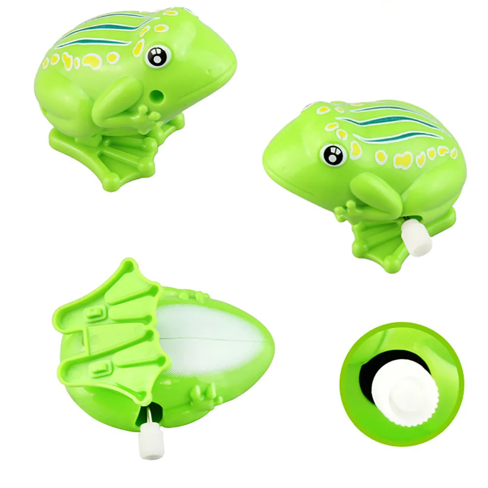 1pc Popular Kids Wind Up Clockwork Toy Mini Cute Jumping Frog Baby Toys Pull Back Wind 3