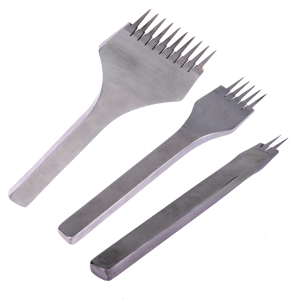 

3pcs/Set Leather Craft Tools Hole Punches Stitching Punch Tool DIY Leather Hole Tool 3.38mm French Style 2 5 10 Prong