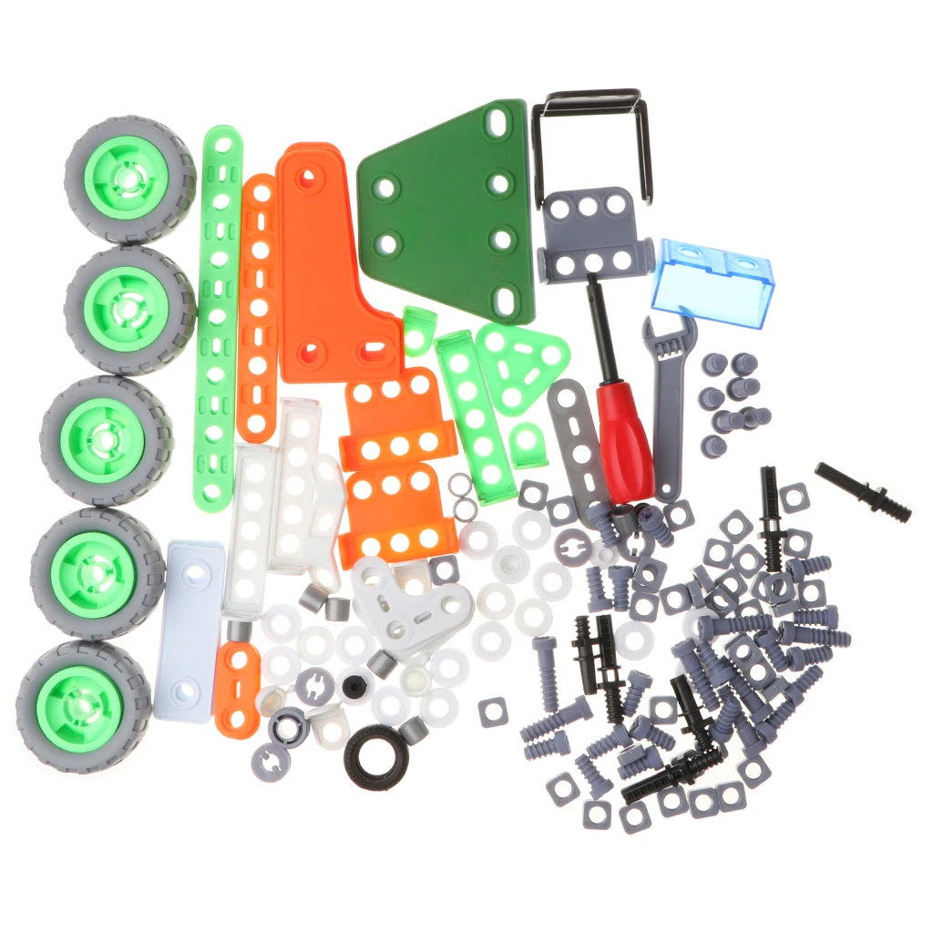 161Pcs DIY Assemble 5 In 1 Take Apart Vehicle Toy Set for Kids Toddlers, Plastic Building Blocks Toy