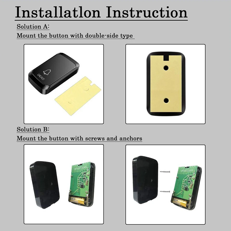CACAZI Wireless Doorbell Waterproof 300M Retome 1 Button 3 Receivers LED Light Home Smart Calling Bell US EU UK AU Plug Chime CACAZI Wireless Doorbell Waterproof 300M Retome 1 Button 3 Receivers LED Light Home Smart Calling Bell US EU UK AU Plug Chime