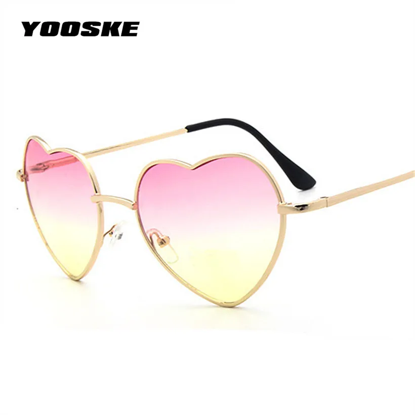 

YOOSKE Heart Reflective Sunglasses Women's Glasses Sun Shaped Love Fashion Women Mirror Sun Glasses Full Metal Frames Eyeglasses