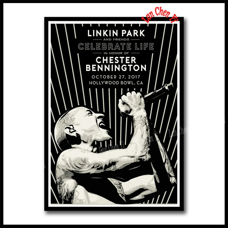 Linkin park Рок-Группа с белым покрытием бумажные плакаты Европейская и американская музыка звезда декоративная живопись кафе бар плакаты - Цвет: Серый