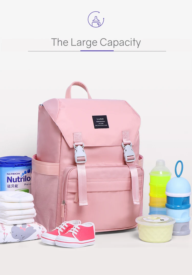 LAND Mommy пеленки мешок рюкзак для мам Большой Емкости Путешествия подгузник мешок водонепроницаемый для детская прогулочная коляска сумки