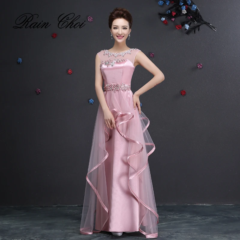 

Prom Dresses 2017 Vestido De Festa Floor Length O Neck Beaded Formal Women Party Dress Prom Dresses