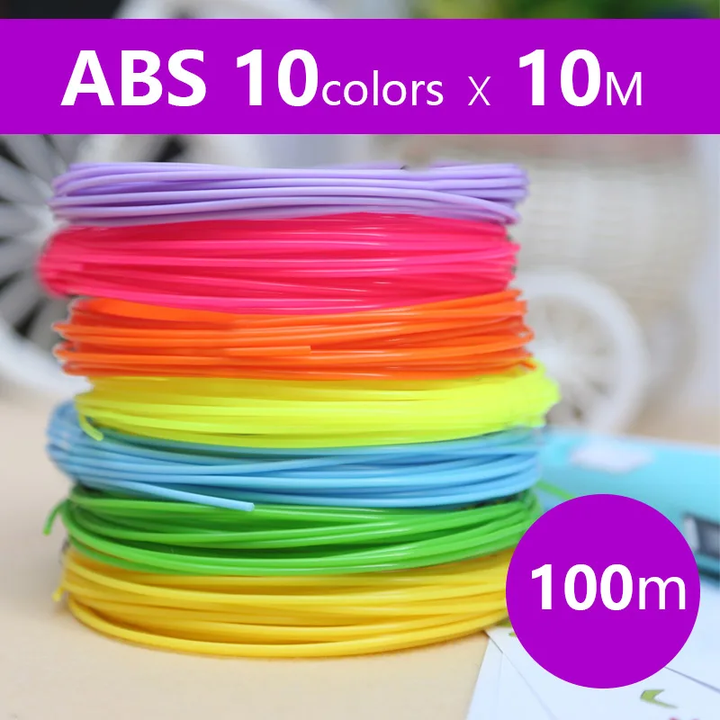 Модная 3D ручка с 20 цветами 1,75 мм нитью и сумкой для хранения, питание от USB, безопасная и удобная, удобно носить с собой, лучший день рождения - Цвет: only 100m abs