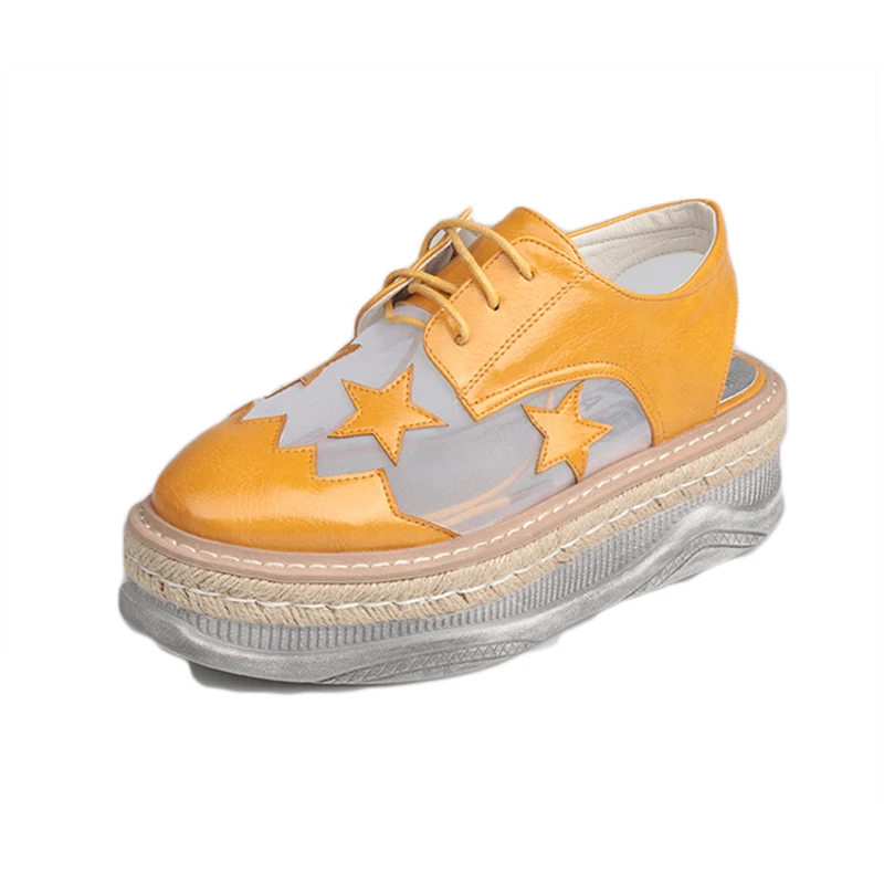 

Women's Flat Platform Shoes 2019 Summer Mesh Fashion Brogue Shoes Thick Sole Female Shoe Non-Slip Woman Summer Sneakers Shoe