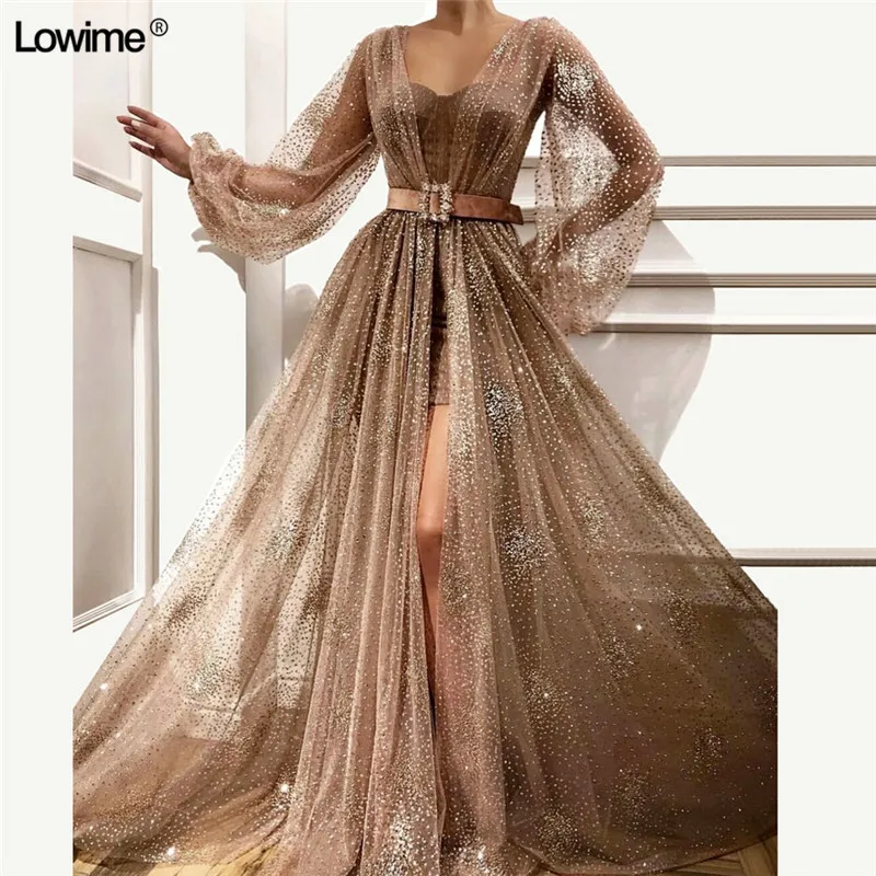 Illusion Sexy Deep V-Neck Evening Dresses Long Sleeves Abiye Evening Gowns Sequined Sashes Vestido De Festa 2019 Illusion Sexy Deep V-Neck Evening Dresses Long Sleeves Abiye Evening Gowns Sequined Sashes Vestido De Festa 2019