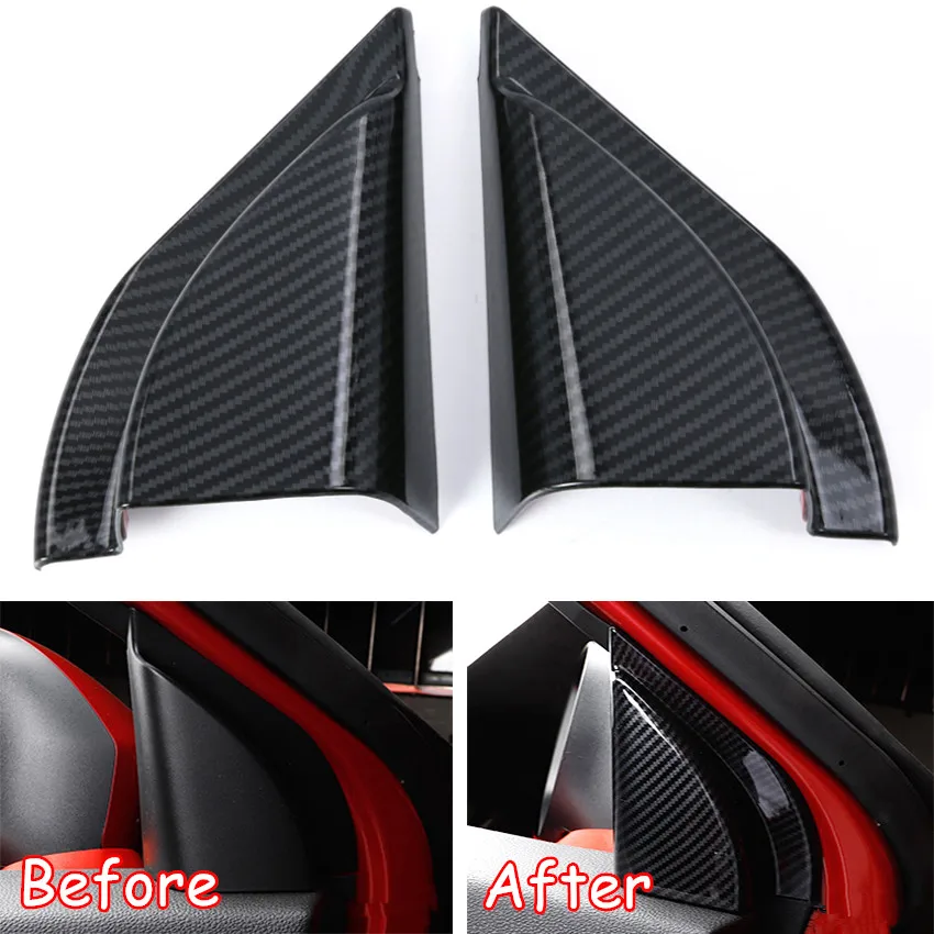 Carbon Fiber Style Front Door A Pillar Triangle Decoration Cover Trim For Mitsubishi Eclipse Cross 2018 Car Styling Accessories |