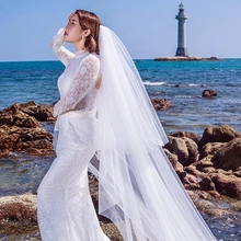 3 м Элегантные Свадебные вуали невесты 2 слоя свадебная фата аксессуары