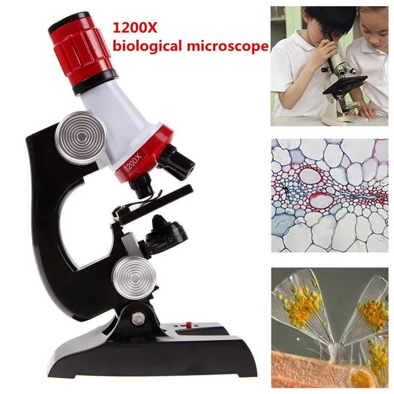 Набор микроскопов лабораторный светодиодный 100X-1200X домашняя школьная образовательная игрушка подарок Биологический микроскоп для детей