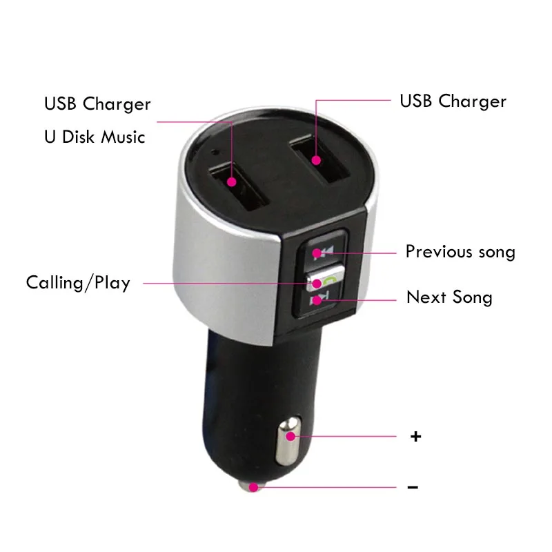 Digitalboy Bluetooth Handsfree Kit Car FM Transmitter Modulator Dual USB Charging Voltage Detection U Disk Music Car MP3 Player