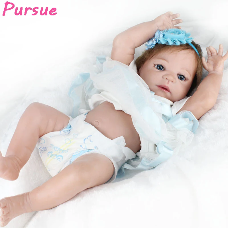 

Pursue 57cm Lifelike Silicone Reborn Baby Dolls with Silicon Body Realistic Doll Reborn Girl bebe reborn com corpo de silicone