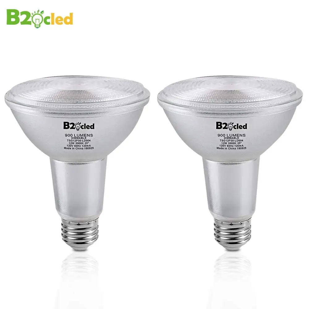 

B2OCLED 2Packs LED Long Neck Light Lamp Bulbs 12W Dimmable Warm White 3000K E26 E27 Base led Flood Spot Light bulb Office Home