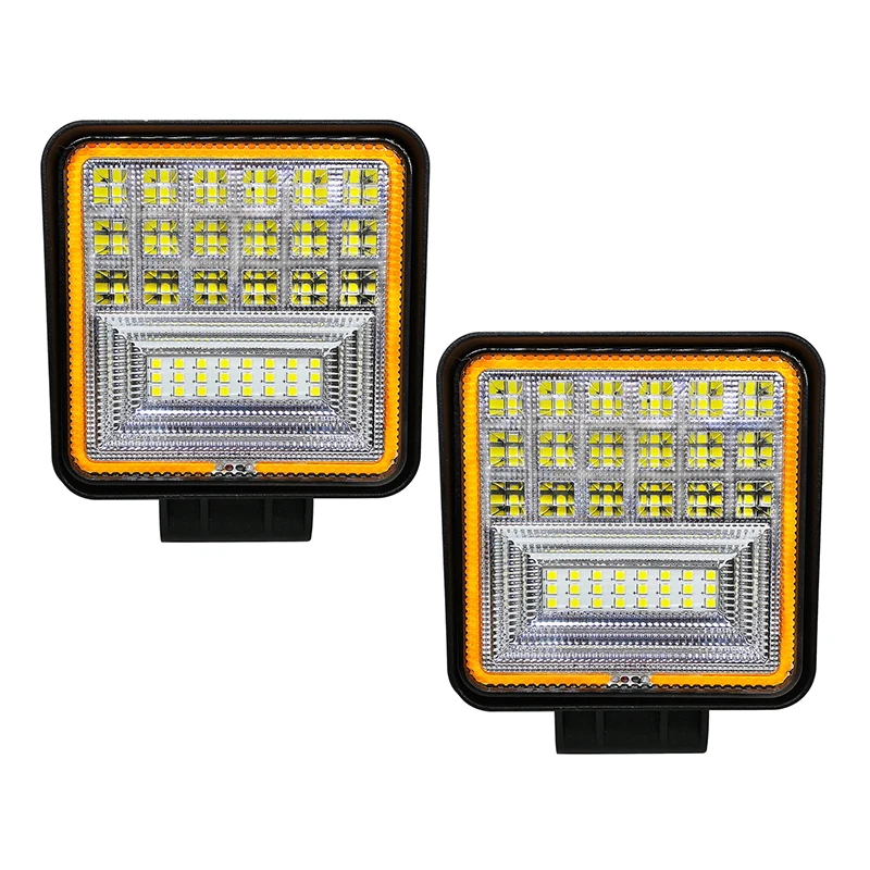 

1pair 12v 126w car working led lights headlamp fog spot lamp auto headlights spotlights square Off-road vehicle auxiliary lights