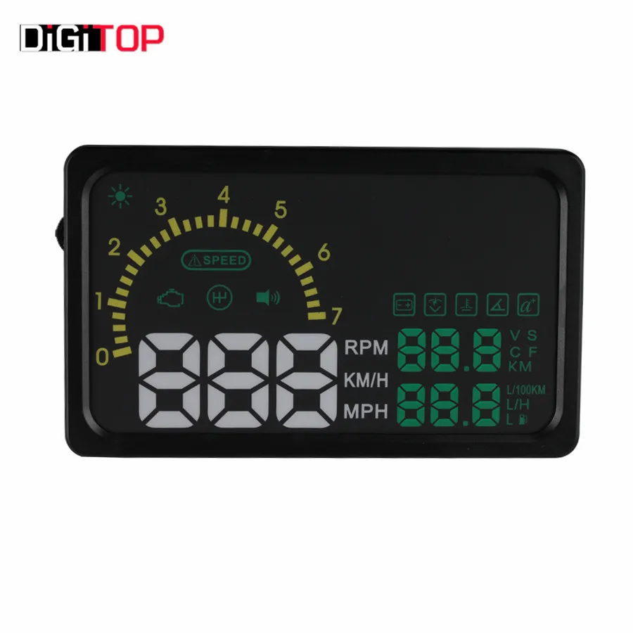 New 6" LED OBD II HUD Head Up Display Over Speeding warning/speed/Kmrpm ...