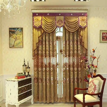 

Europe Style Chenille Curtains for Living Room Window Luxury Blackout Curtains for Bedroom Embroidered Drapes Window Treatments