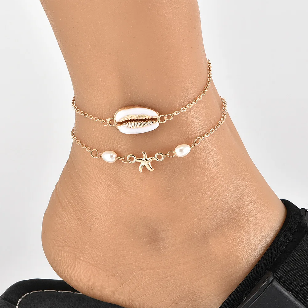 Морской стиль Каури ракушка браслет для женщин золото серебро цвет браслет-цепочка с бусинами модные пляжные ювелирные изделия