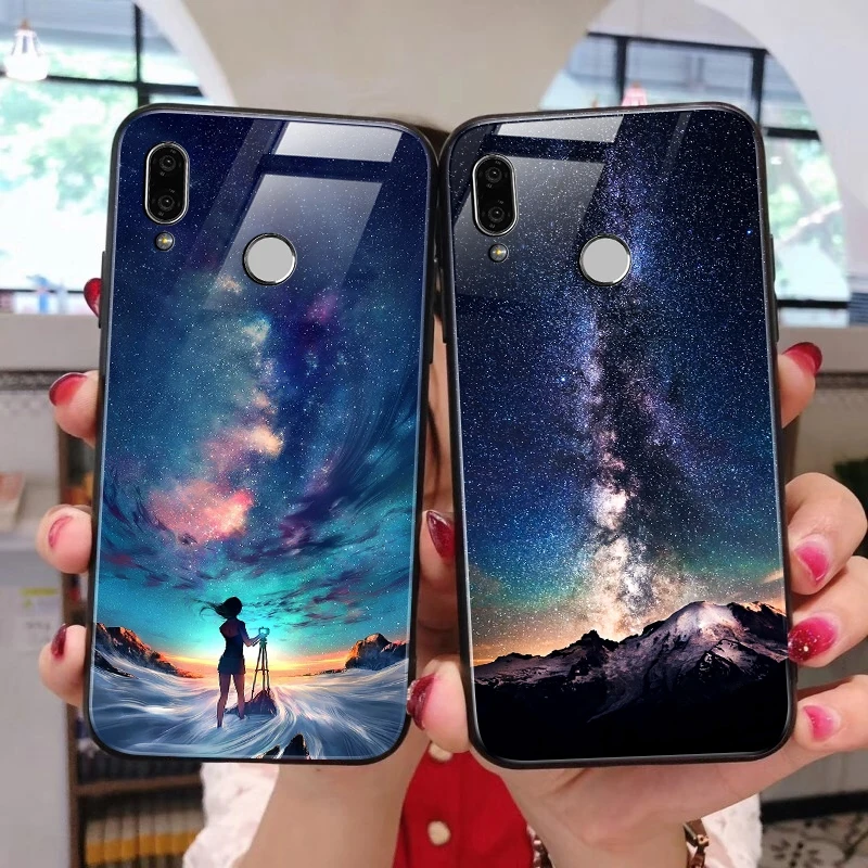Hisomone Glass Silicone Case For Huawei P20 Lite P Smart Luxury Space Back Cover Case For Huawei Honor 9 Lite 10 Mate 20 Lite