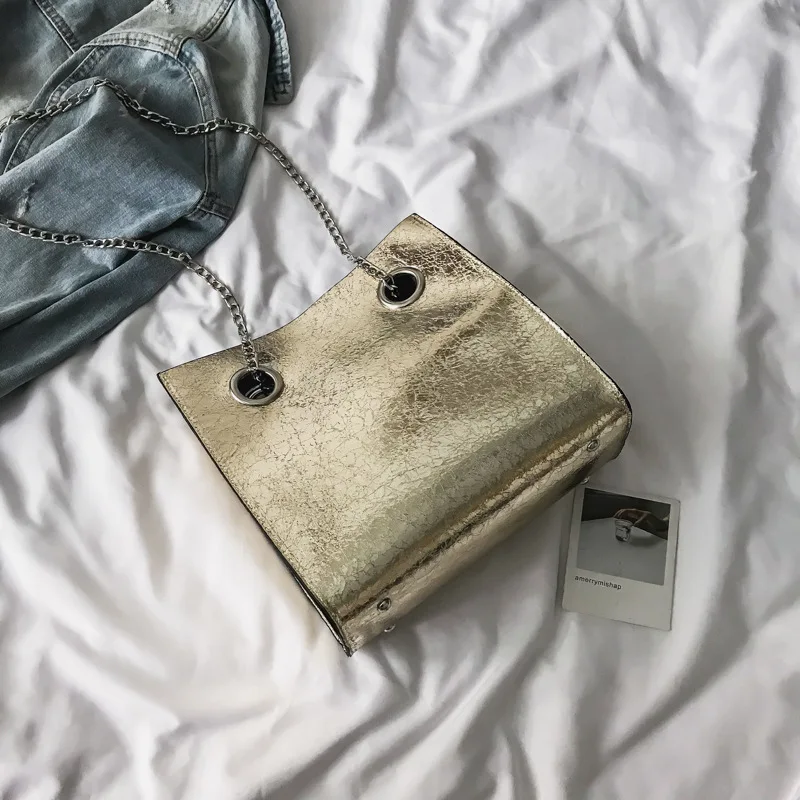 Женская Весенняя и летняя новая простая дизайнерская большая сумка-тоут золотого, черного, серебряного цвета, сумка на плечо, сумка-мессенджер, сумка на цепочке