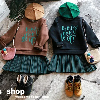 

Sweaters Dress for Baby Girls Kids Dresses for Girls 2019 New Korean Fashion Toddler Girl Patchwork Pleated Casual Dress 2-7Y