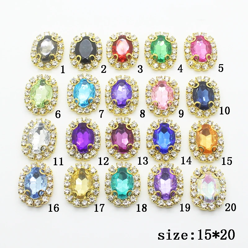 

YIWUXINXI 10 pieces / batch 15 * 20MM Flower Metal Rhinestone DIYJewelry Alloy Crystal hair Accessories Wedding Decoration