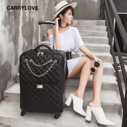 CARRYLOVE Высокое качество Модный благородный багаж 20/24 Размер PU прокатный багаж Спиннер брендовый Дорожный чемодан