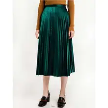 VOGUE! N Новые Женские Плиссированные Миди бархатные вечерние юбки с эластичной талией 8 цветов