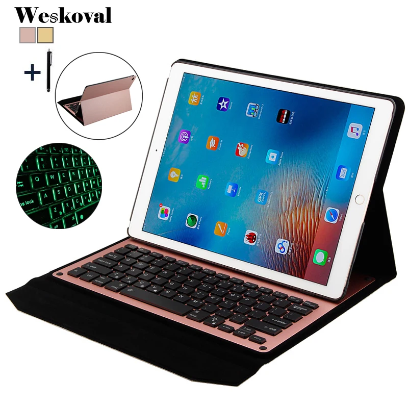 

For iPad Pro 12.9 inch 2017 Wireless Bluetooth Keyboard Case For iPad Pro 12.9 2017 Tablet Flip Leather Stand Cover+Stylus