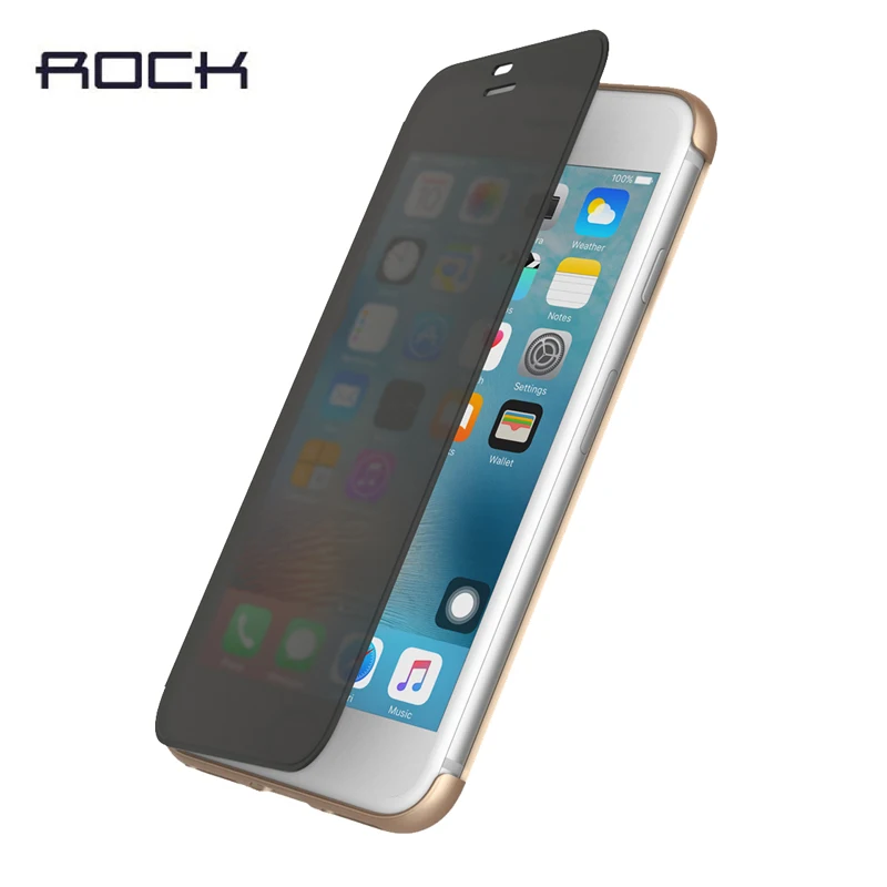 Vente Pour iPhone 7 cas, ROCK Marque Dr. V Semi Transparent Plein Fenêtre Flip Cas En Plastique revêtement arrière étui pour iphone X 7 plus coque chaude